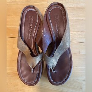 Donald J. Pliner Metallic Gold and Rich Brown Sandals
